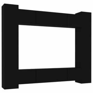 8 részes fekete szerelt fa tv-szekrényszett kép