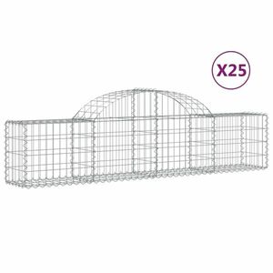 vidaXL 25 db íves horganyzott vas gabion kosár 200x30x40/60 cm kép