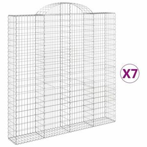 vidaXL 7 db íves horganyzott vas gabion kosár 200x30x200/220 cm kép