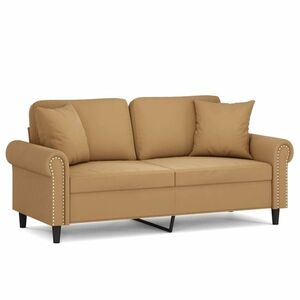 vidaXL 2 személyes barna bársony kanapé díszpárnákkal 140 cm kép