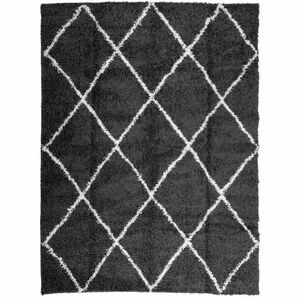 vidaXL PAMPLONA fekete és krém bolyhos modern szőnyeg 300 x 400 cm kép