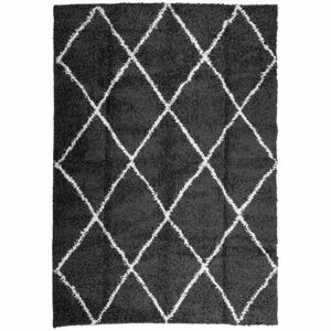 vidaXL PAMPLONA fekete és krém bolyhos modern szőnyeg 160 x 230 cm kép