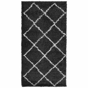 vidaXL PAMPLONA fekete és krém bolyhos modern szőnyeg 80 x 150 cm kép