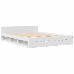 vidaXL fehér szerelt fa ágykeret fiókokkal 140x200 cm kép