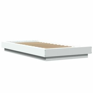 vidaXL fehér szerelt fa ágykeret LED-del 90 x 200 cm kép