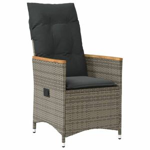 vidaXL szürke polyrattan dönthető kerti szék párnákkal kép