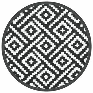 vidaXL fehér és fekete polipropilénből kültéri szőnyeg Ø120 cm kép