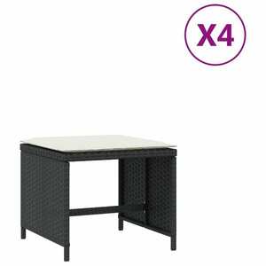 vidaXL 4 db fekete polyrattan kerti szék párnákkal 40 x 40 x 35 cm kép