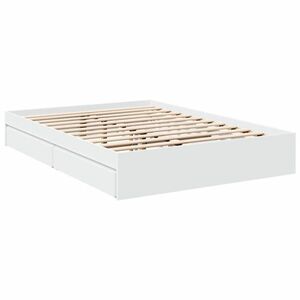 vidaXL fehér szerelt fa ágykeret fiókokkal 120 x 190 cm kép