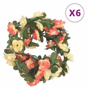 vidaXL 6 db rózsa és pezsgő színű művirágfüzér 240 cm kép