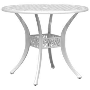 vidaXL fehér öntött alumínium kerti asztal Ø90x75 cm kép