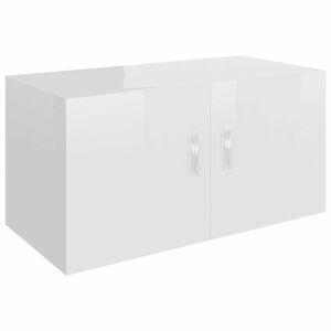 vidaXL magasfényű fehér szerelt fa falra szerelhető szekrény kép