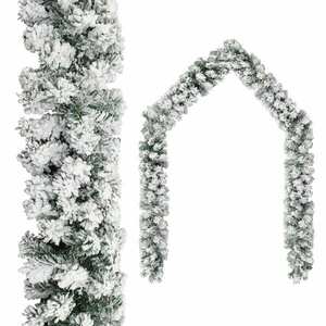 vidaXL zöld PVC karácsonyi füzér pelyhes hóval 5 m kép