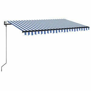 vidaXL kék/fehér automata szélérzékelős és LED-es napellenző 400x350cm kép