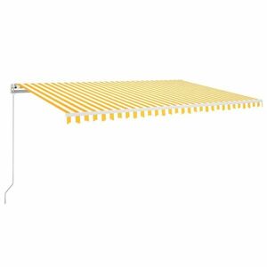 vidaXL sárga és fehér kézzel kihúzható LED-es napellenző 500x300 cm kép