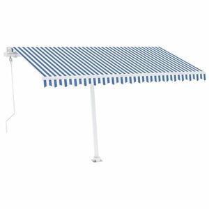 vidaXL kék/fehér automata szélérzékelős és LED-es napellenző 400x300cm kép