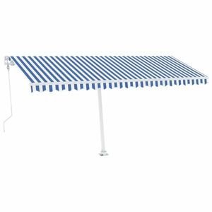 vidaXL kék-fehér automata szélérzékelős és LED-es napellenző 500x300cm kép