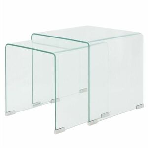 vidaXL Két részes egymásba rakható asztal szett edzett üvegből kép