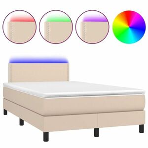 vidaXL cappuccino színű műbőr rugós ágy matraccal és LED-del 120x200cm kép