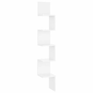 vidaXL magasfényű fehér szerelt fa fali sarokpolc 20 x 20 x 127, 5 cm kép