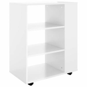 vidaXL magasfényű fehér forgácslap kerekes szekrény 60 x 35 x 75 cm kép