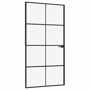 vidaXL fekete edzett üveg és alumínium vékony beltéri ajtó 102x201, 5cm kép