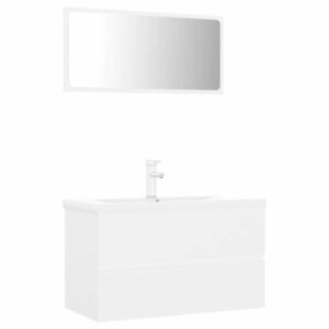 vidaXL fehér szerelt fa fürdőszobai bútorszett kép