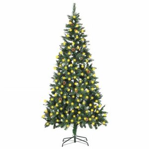 vidaXL megvilágított műkarácsonyfa tobozzal 210 cm kép
