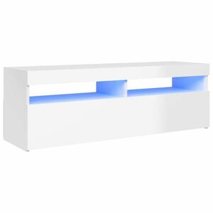 vidaXL magasfényű fehér TV-szekrény LED-lámpákkal 120 x 35 cm kép