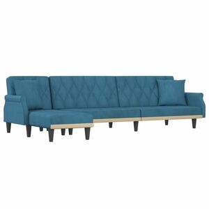vidaXL kék L-alakú bársony kanapéágy 271x140x70 cm kép