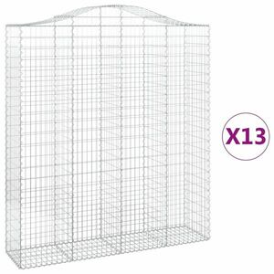 vidaXL 13 db íves horganyzott vas gabion kosár 200x50x220/240 cm kép