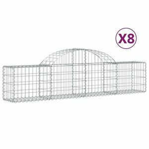 vidaXL 8 db íves horganyzott vas gabion kosár 200x30x40/60 cm kép