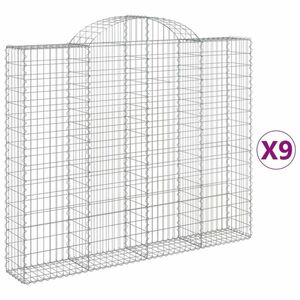 vidaXL 9 db íves horganyzott vas gabion kosár 200x30x160/180 cm kép