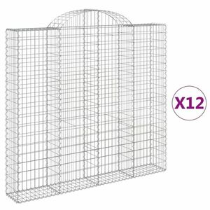 vidaXL 12 db íves horganyzott vas gabion kosár 200x30x180/200 cm kép