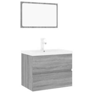 vidaXL szürke sonoma színű szerelt fa fürdőszobai bútorszett kép
