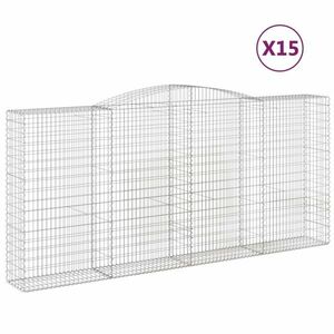 vidaXL 15 db íves horganyzott vas gabion kosár 400x50x180/200 cm kép