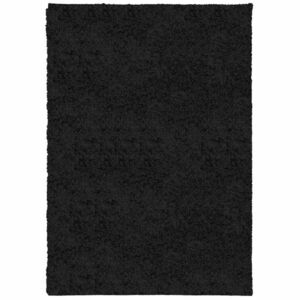 vidaXL PAMPLONA fekete magas szálú bolyhos modern szőnyeg 160 x 230 cm kép