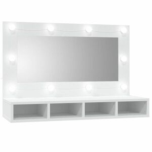 vidaXL fehér tükrös szekrény LED-ekkel 90x31, 5x62 cm kép
