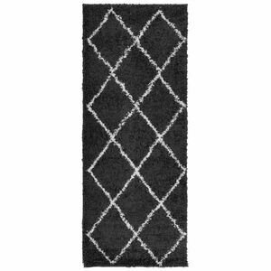 vidaXL PAMPLONA fekete és krém bolyhos modern szőnyeg 80 x 200 cm kép