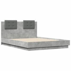 vidaXL betonszürke szerelt fa ágykeret fejtámlával 140x190 cm kép