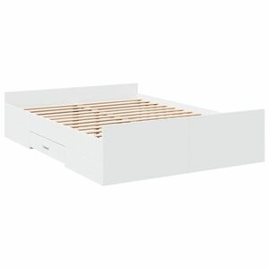 vidaXL fehér szerelt fa ágykeret fiókkal 120 x 200 cm kép