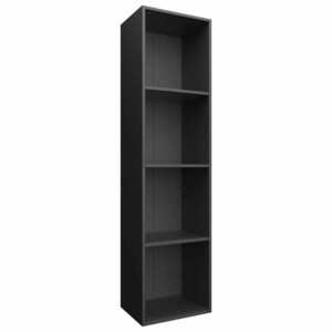 vidaXL fekete szerelt fa könyv-/TV-szekrény 36 x 30 x 143 cm kép