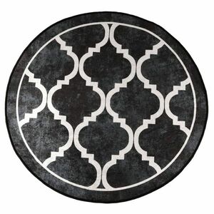vidaXL fekete-fehér mosható csúszásgátló szőnyeg Ø 120 cm kép