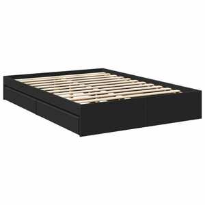 vidaXL fekete szerelt fa ágykeret fiókokkal 120 x 190 cm kép