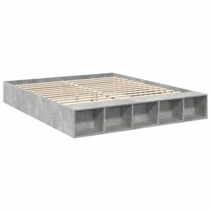 vidaXL betonszürke szerelt fa ágykeret 200 x 200 cm kép
