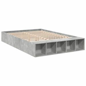 vidaXL betonszürke szerelt fa ágykeret 160 x 200 cm kép