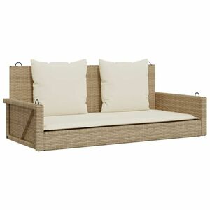 vidaXL bézs polyrattan hintapad párnával 119 x 56 x 48 cm kép