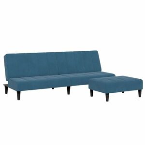 vidaXL 2 személyes kék bársony kanapéágy lábtartóval kép