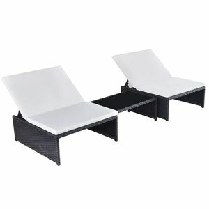 vidaXL 2 db fekete polyrattan dönthető kerti szék asztallal kép