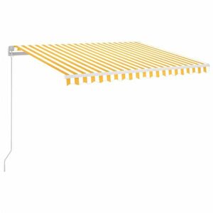 vidaXL sárga és fehér kézzel kihúzható LED-es napellenző 350 x 250 cm kép
